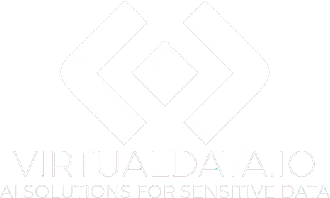 Virtual data logo in white.